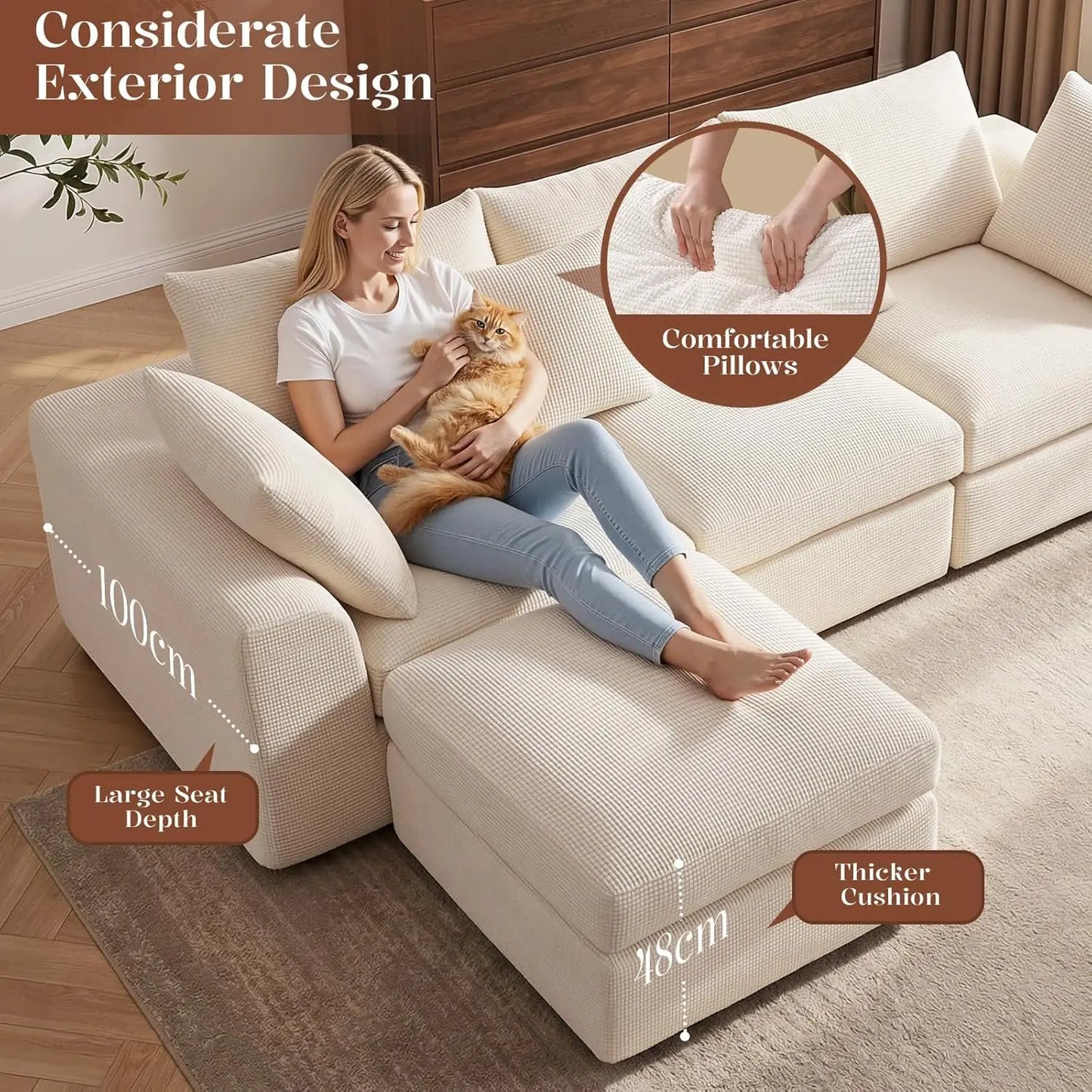 Luxurious Modular Cloud Sectional Sofa