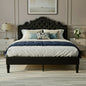 Velvet Upholstered Platform Bed with Adjustable Headboard