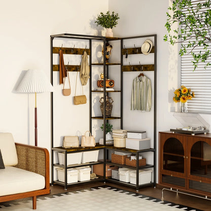 Industrial Hall Tree with Shoe Bench