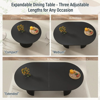 Expandable Dining Room Table with Fluted Base