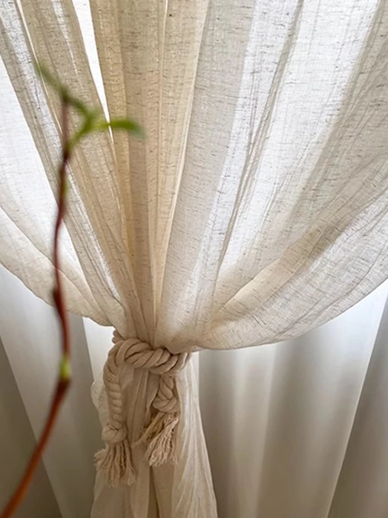 Japanese Linen Textured Sheer Roman Curtain Panel | Light Filtering Voile Window Curtain