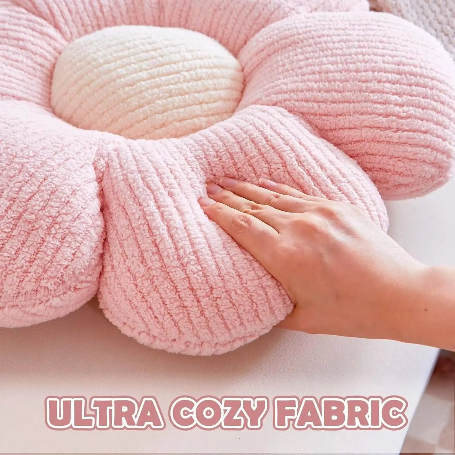 Plush Pink Daisy Throw Pillow