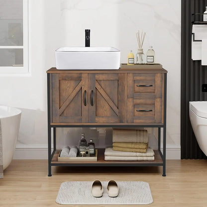 Rustic Bathroom Vanity with Ceramic Sink