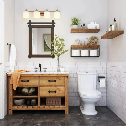 Rustic Bathroom Wall Mirror with Barn Door Cedar Wood Frame