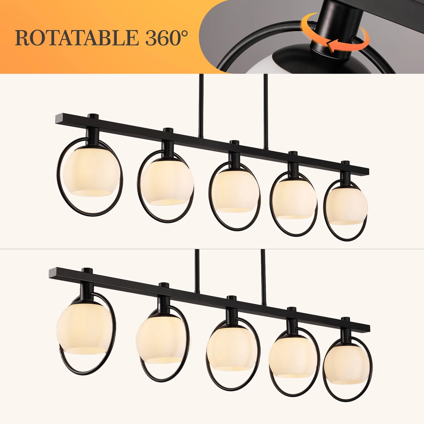 Modern 5-Light Chandelier with Glass Shades