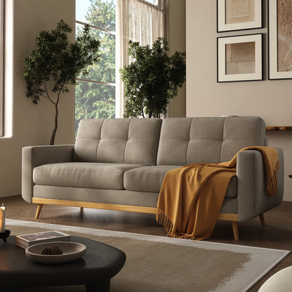 Mid-Century Modern Loveseat with Wooden Legs
