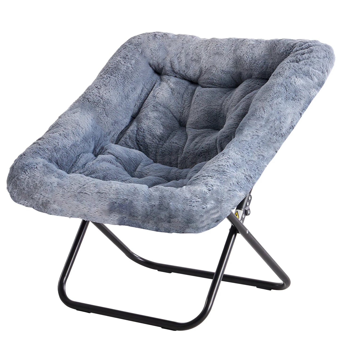 Cozy Folding Saucer Chair with Soft Faux Fur