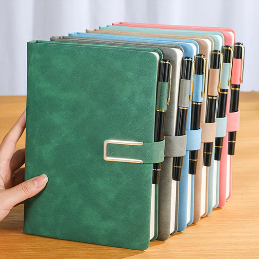 Vintage A5 Leather Notebook | Soft Cover Journal for Work, School & Meetings