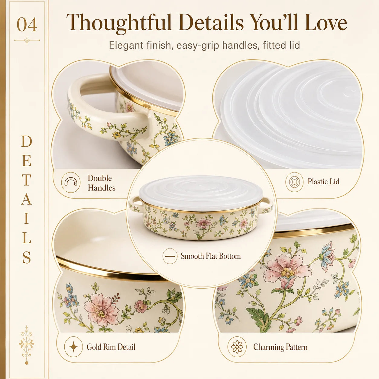 Vintage Floral Enamel Pie Pan