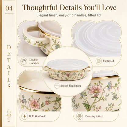 Vintage Floral Enamel Pie Pan