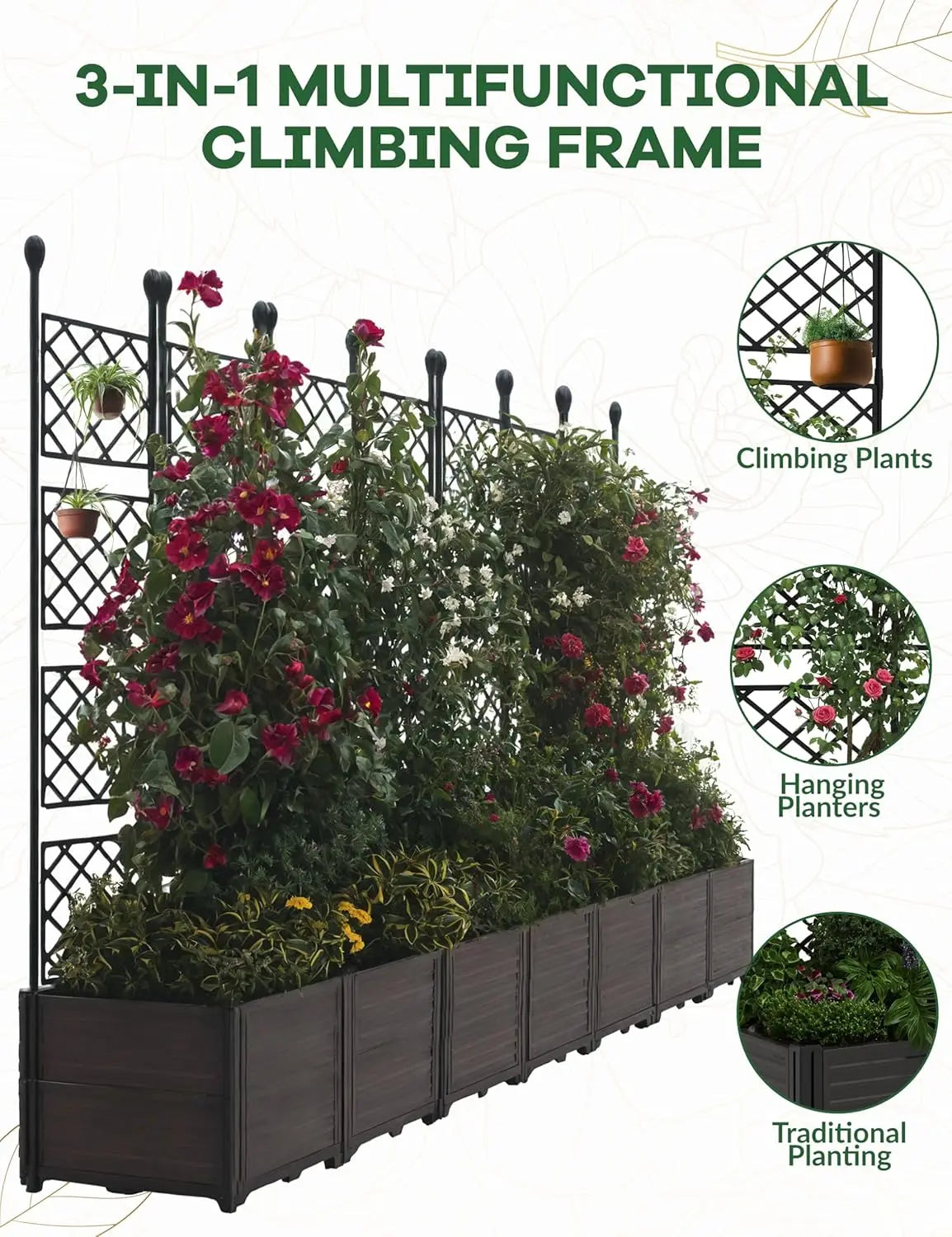 Raised Garden Planter Box with Trellis