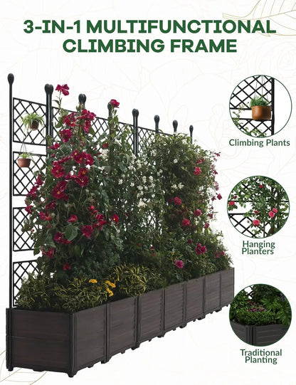 Raised Garden Planter Box with Trellis