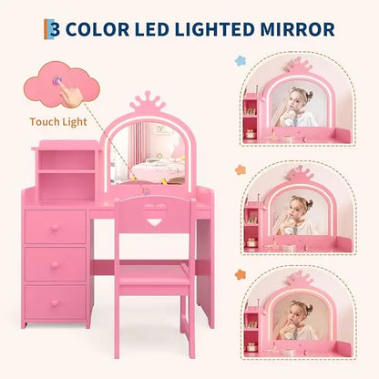 Princess Vanity with Lights, Toddler Desk & Chair Set