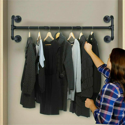 Industrial Wall-Mounted Clothes Rack