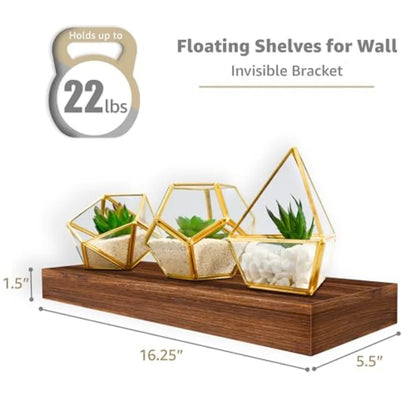 Floating Wall Shelves for Bathroom Kitchen Bedroom Living Room Over Toilet Storage Walnut 4 Pack