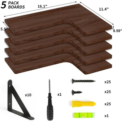 Uniquely Designed Rustic Wood Corner Shelves
