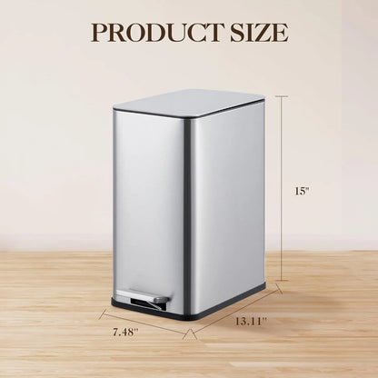 Stainless Steel Soft Close Trash Can with Pedal