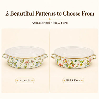 Vintage Floral Enamel Pie Pan