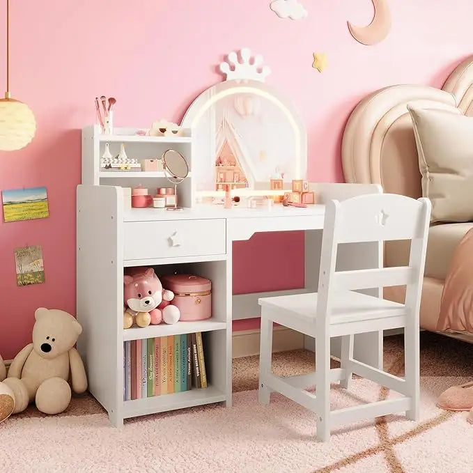 Princess Vanity with Lights, Toddler Desk & Chair Set
