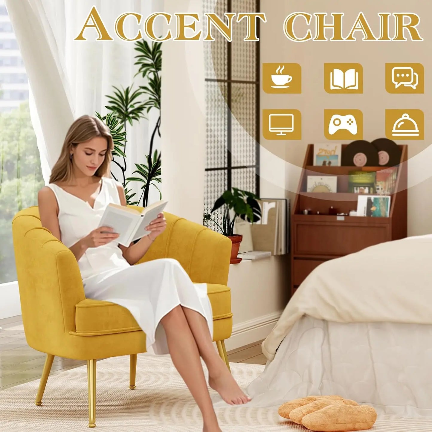 Velvet Upholstered Accent Chair Set
