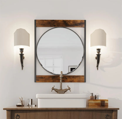 Decorative Metal & Wood Framed Wall Mounted Mirror