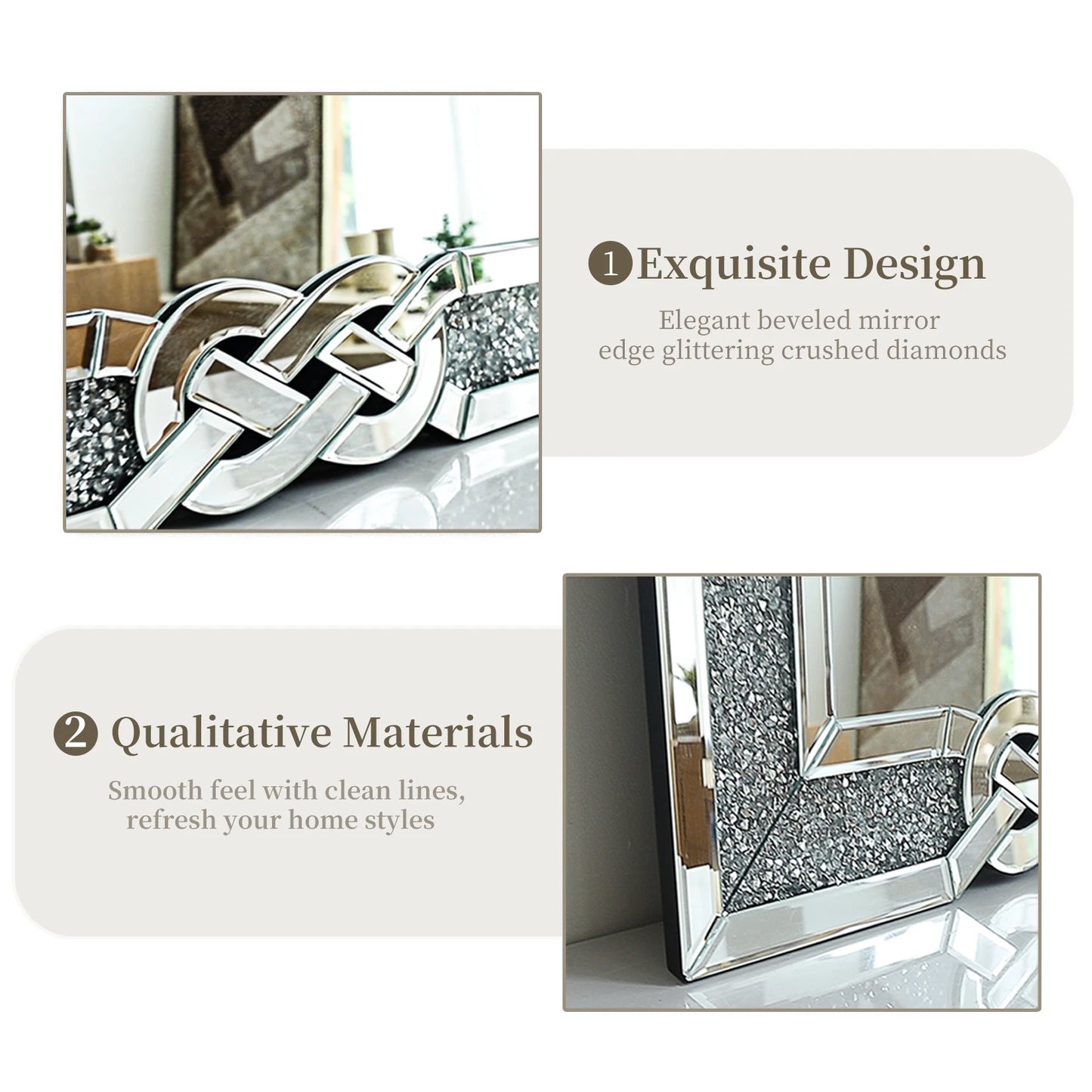 Decorative Silver & Crystal Frame Wall Mirror