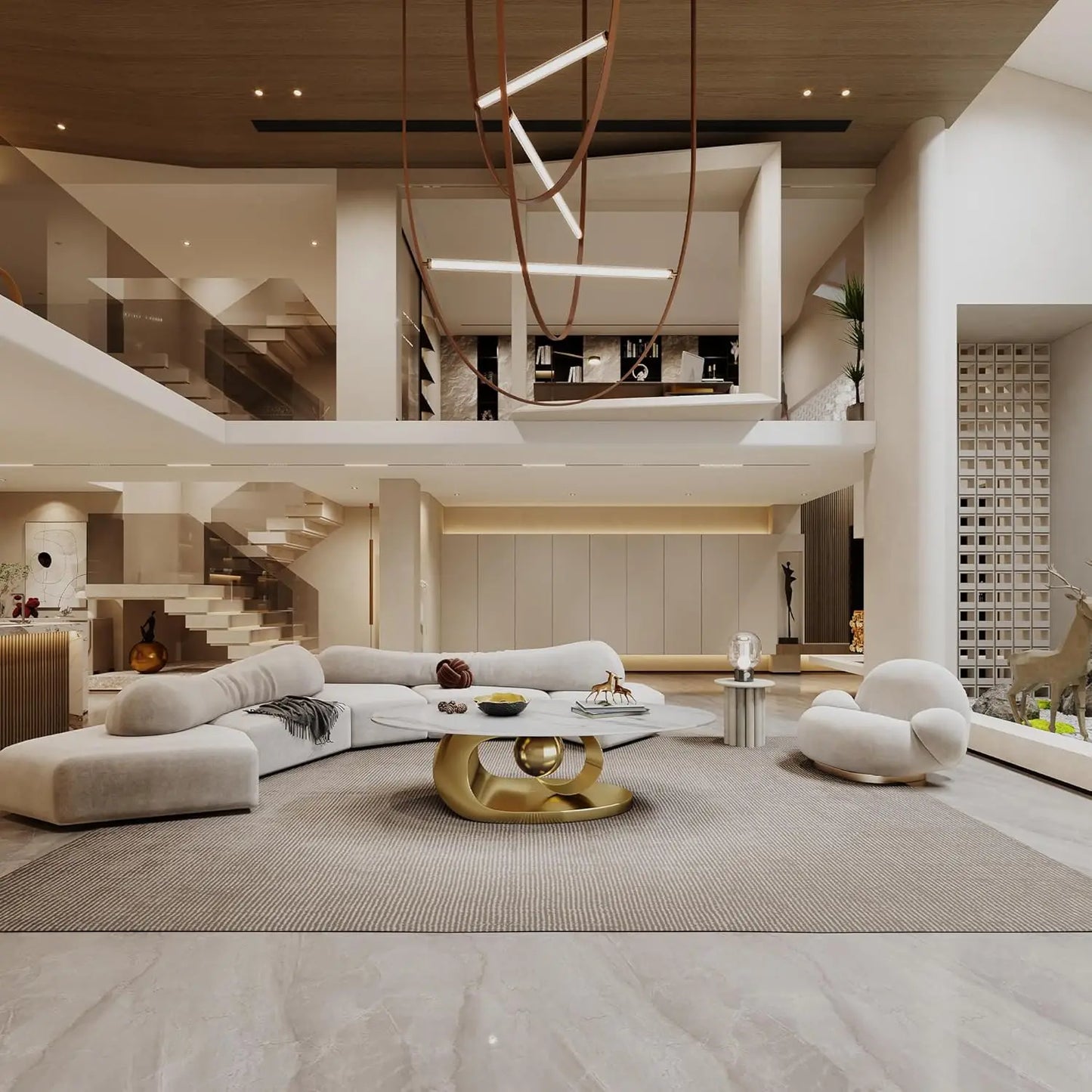 Modern Oval Stone Coffee Table