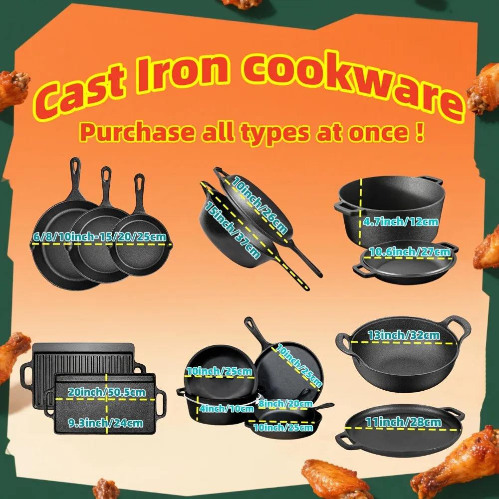 Pre-Seasoned Cast Iron Skillet Set