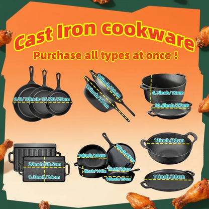 Pre-Seasoned Cast Iron Skillet Set