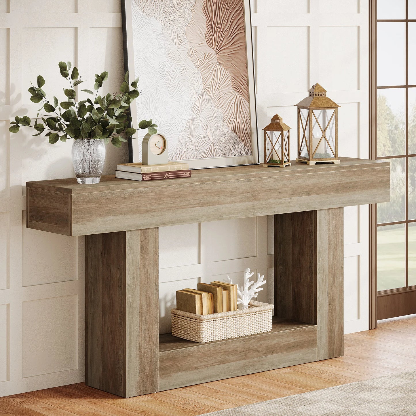 Farmhouse Style Wooden Console Table