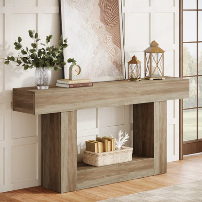 Farmhouse Style Wooden Console Table