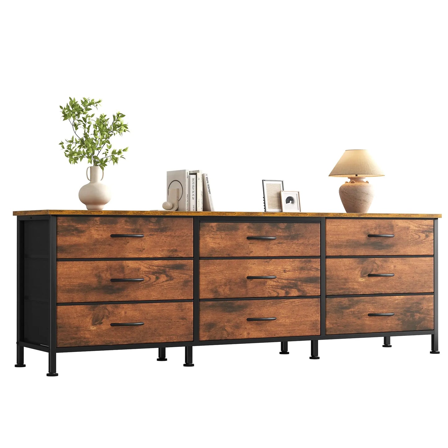 Living Room Cabinet With 9 Fabric Drawers