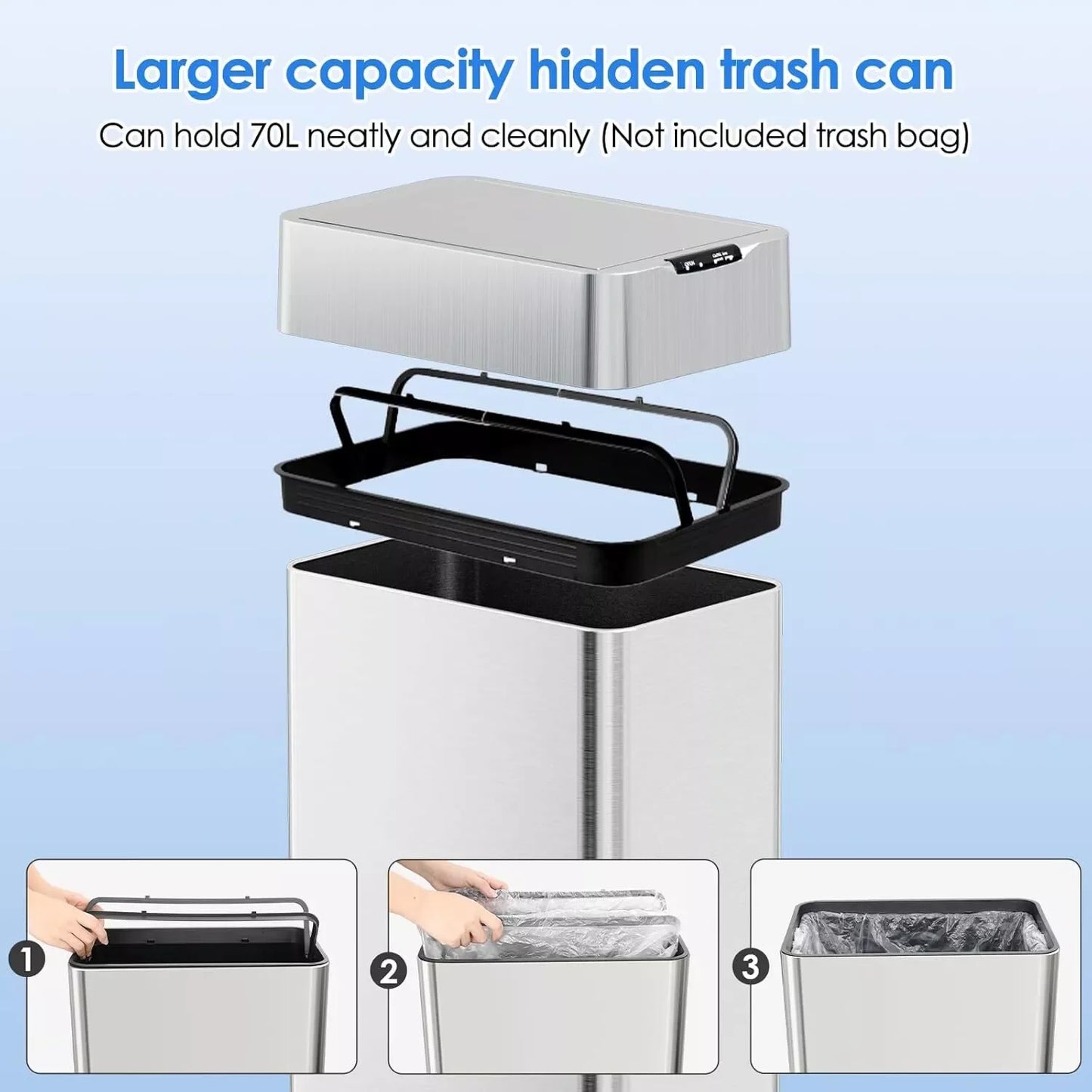 Touchless Stainless Steel Kitchen Bin