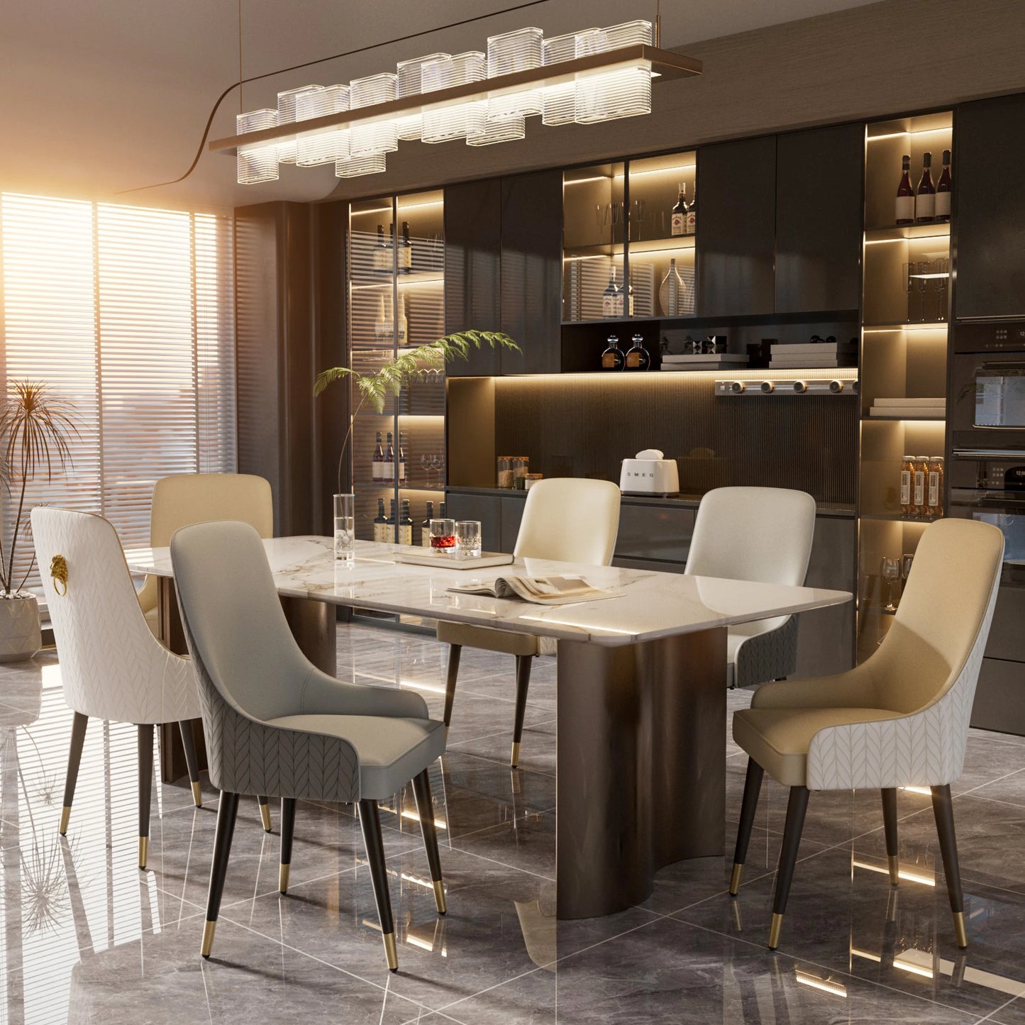 Modern Dining Room Chairs with High Tufted Back