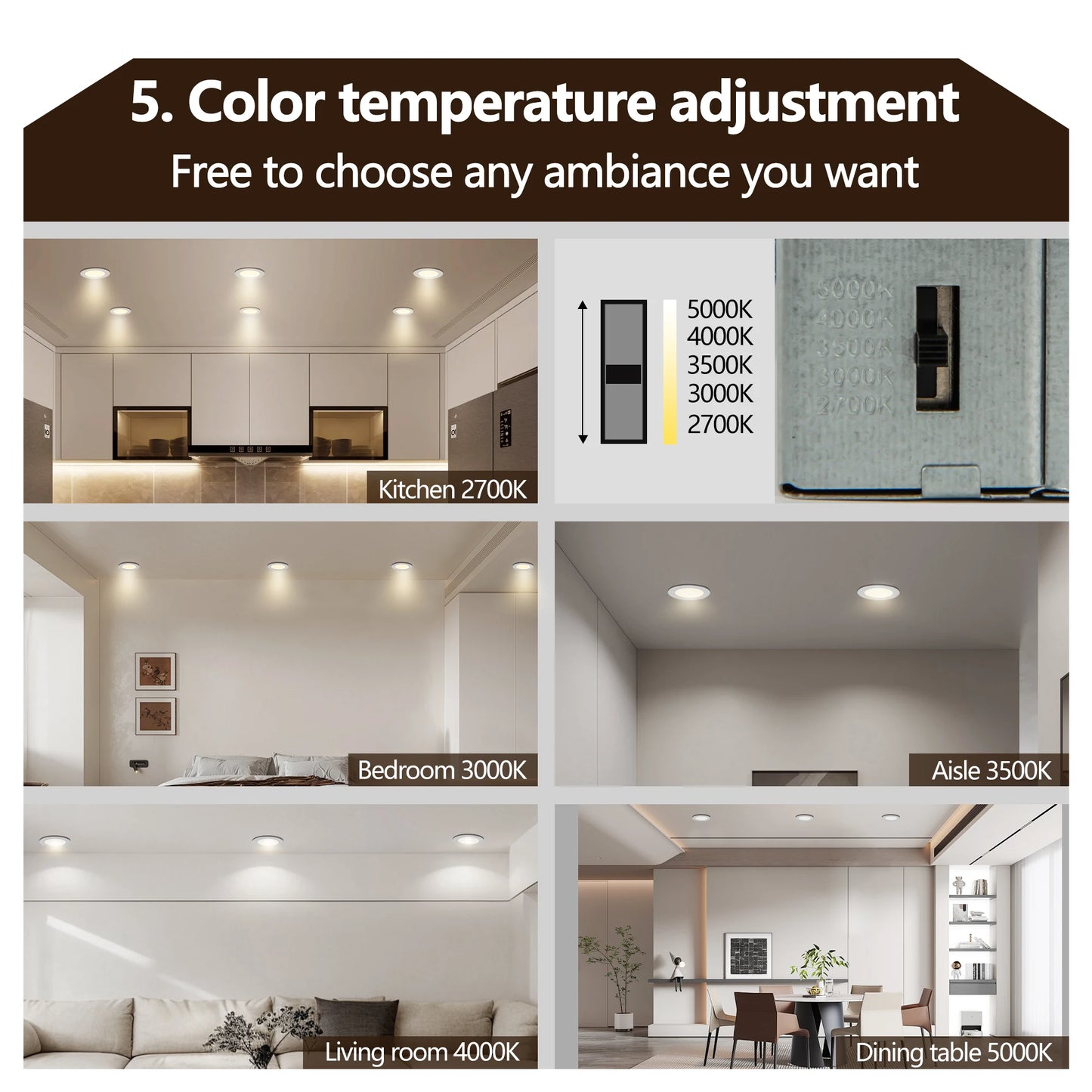 Energy-Efficient & Dimmable Recessed Lights, Pack of 12