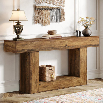 Farmhouse Style Wooden Console Table