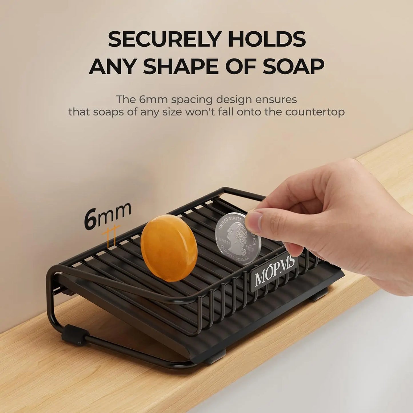 Self-Draining Carbon Steel Soap Dish | Waterfall Bar Soap Holder