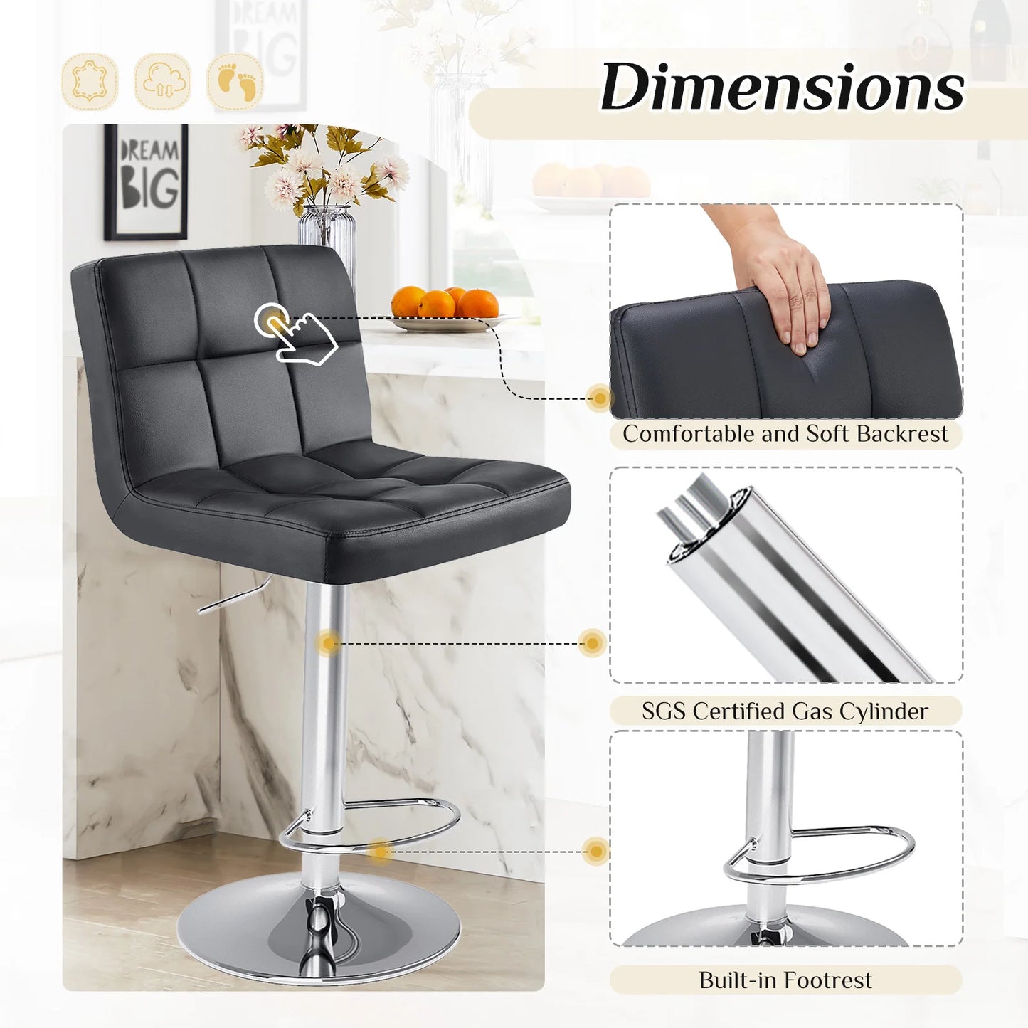 Faux Leather Counter Height Bar Stools