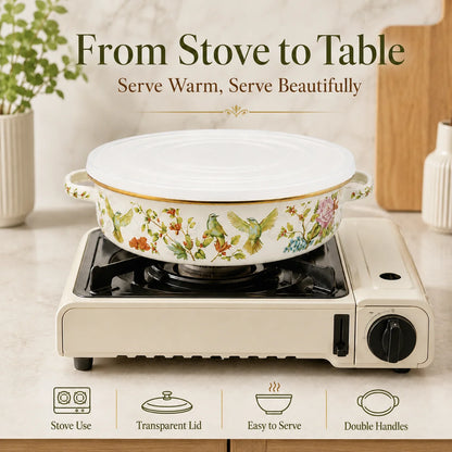 Vintage Floral Enamel Pie Pan