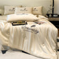 Oversized Ice Silk Summer Blanket | Cooling Lightweight Embroidered Quilt