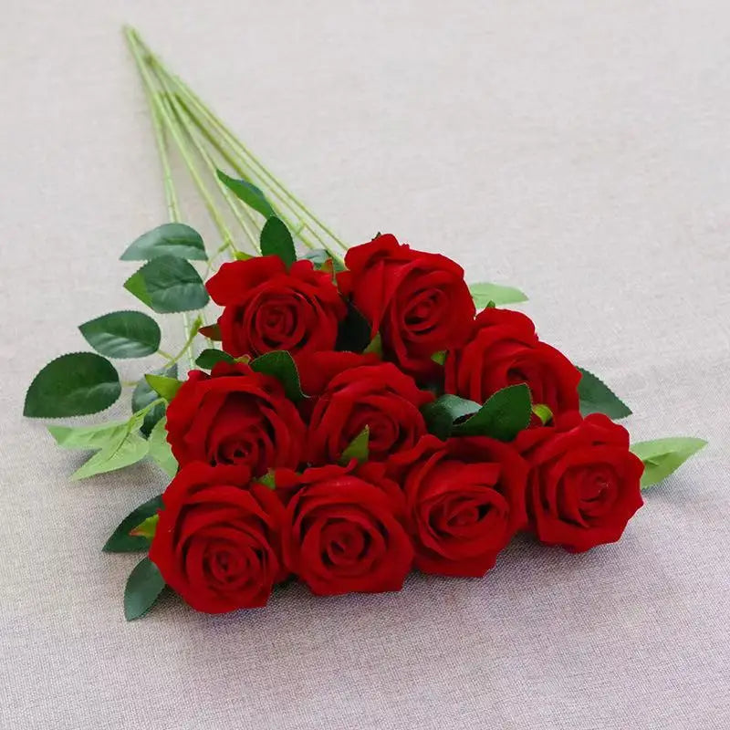 Velvet Artificial Rose Stems | Realistic Silk Flowers for Wedding & Home Décor