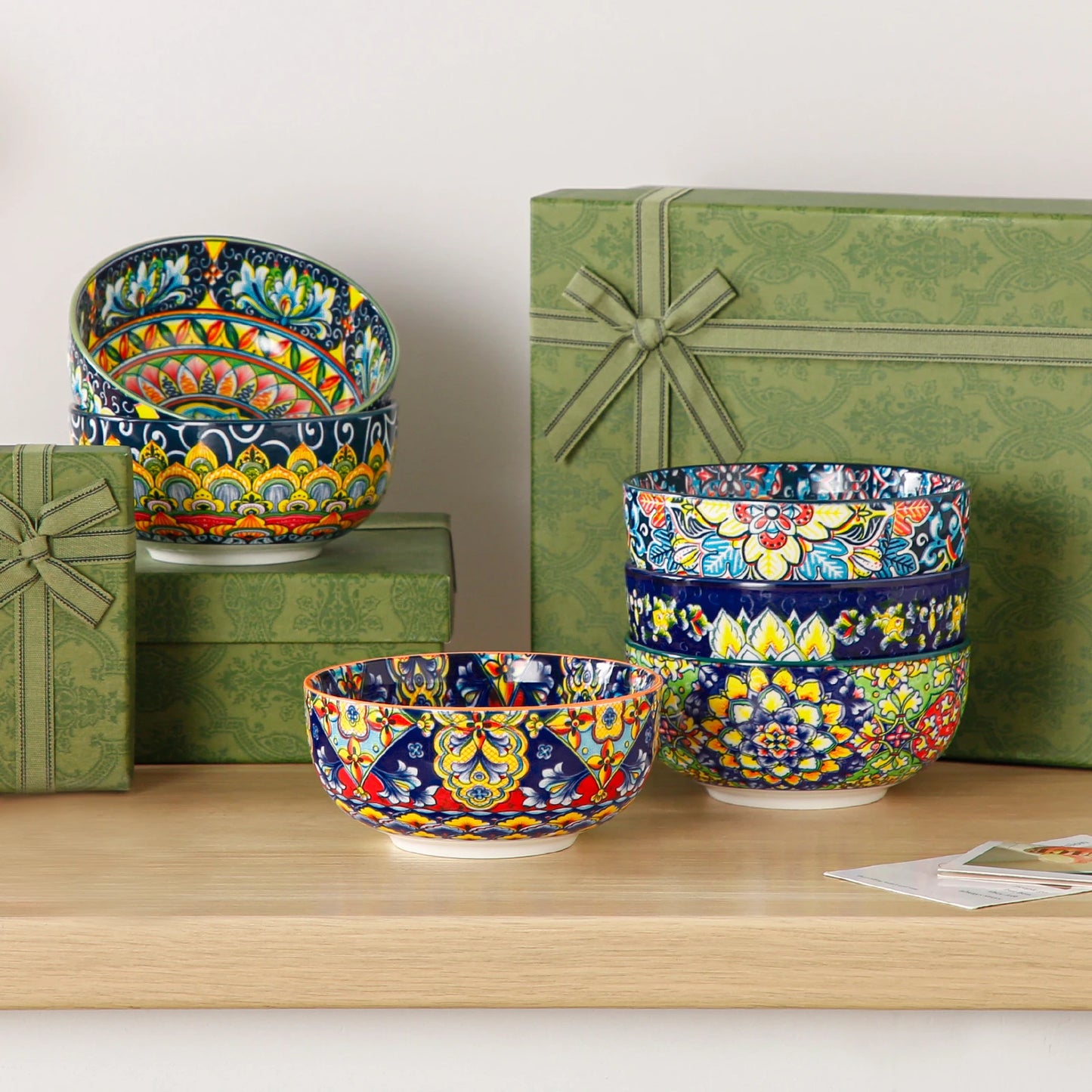 Colorful Bohemian Style Ceramic Soup Bowl Set