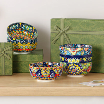 Colorful Bohemian Style Ceramic Soup Bowl Set