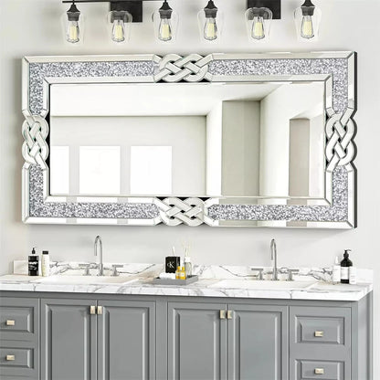 Decorative Silver & Crystal Frame Wall Mirror