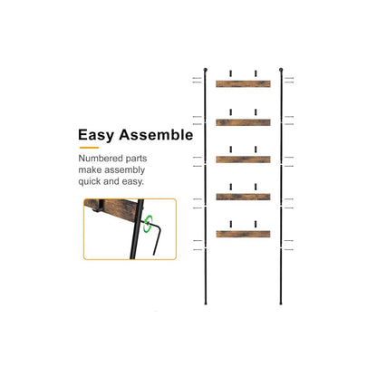 5-Tier Farmhouse Blanket Ladder with 10 Hooks | Leaning Towel & Blanket Rack