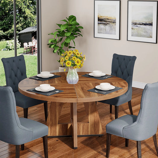 Round Farmhouse Style Dining Room Table for 4