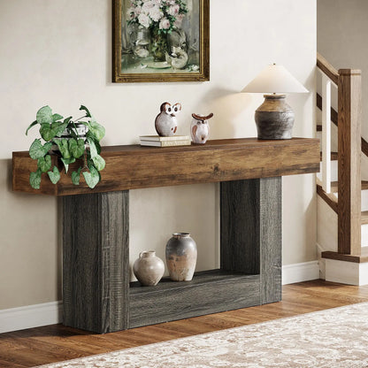 Farmhouse Style Wooden Console Table