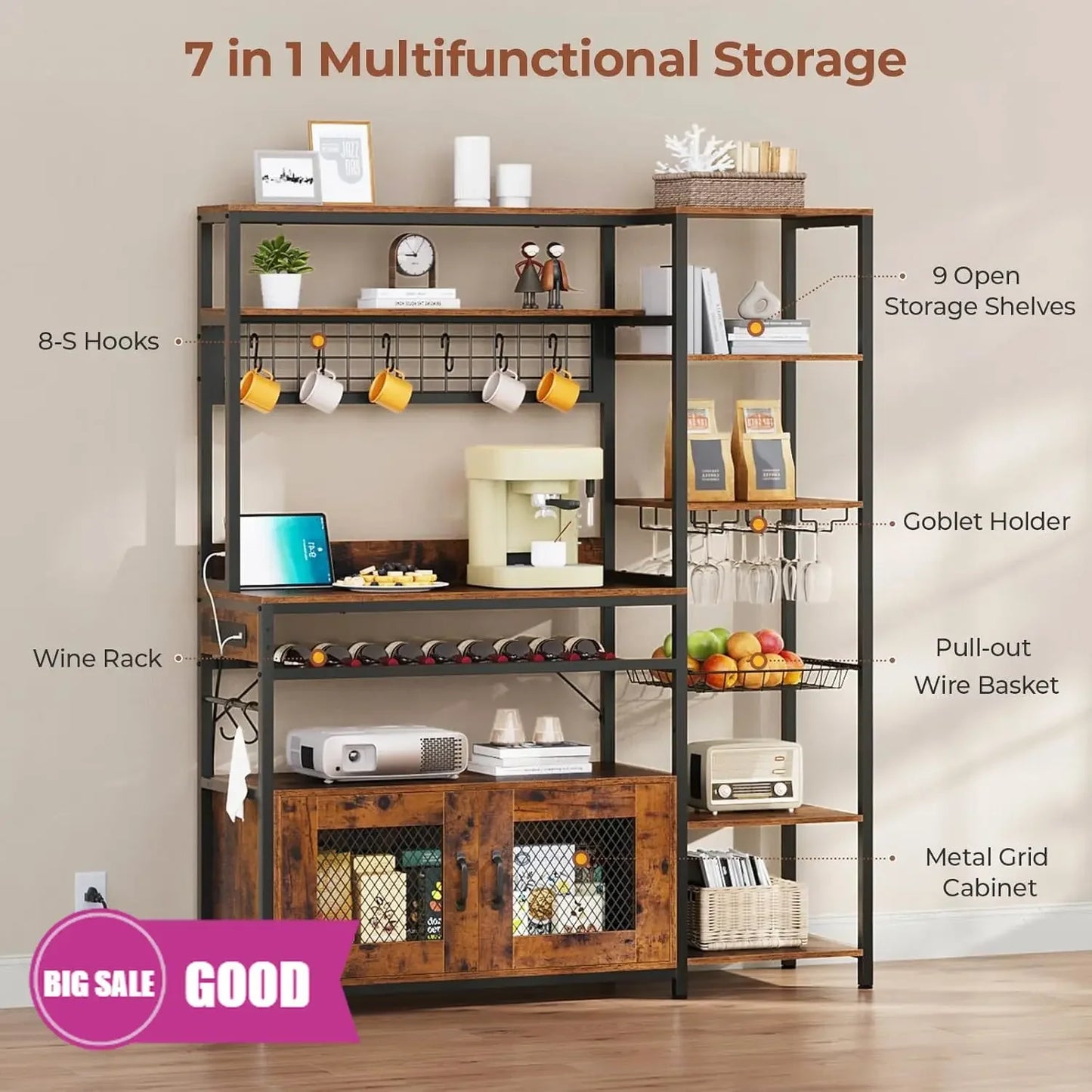 Decorative Coffee Bar with Wine Rack