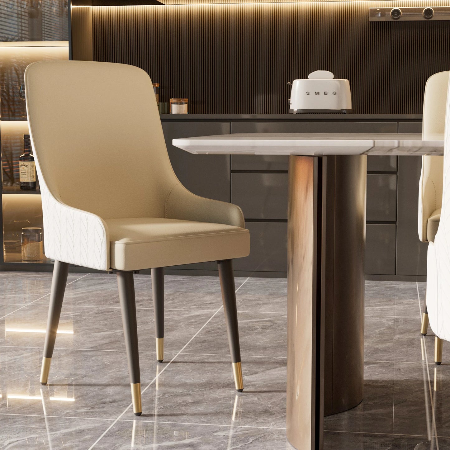 Modern Dining Room Chairs with High Tufted Back