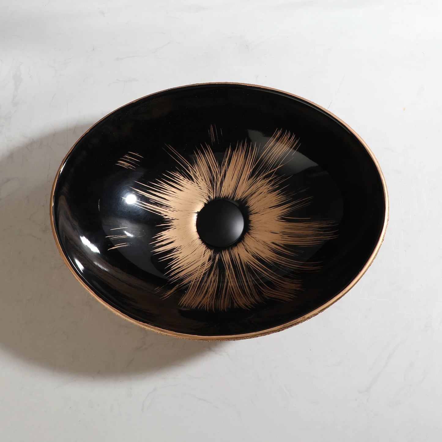 Vintage Gold Ceramic Bathroom Vessel Sink